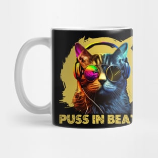 Puss in Beats, Funky Cat in DJ Headphones Mug